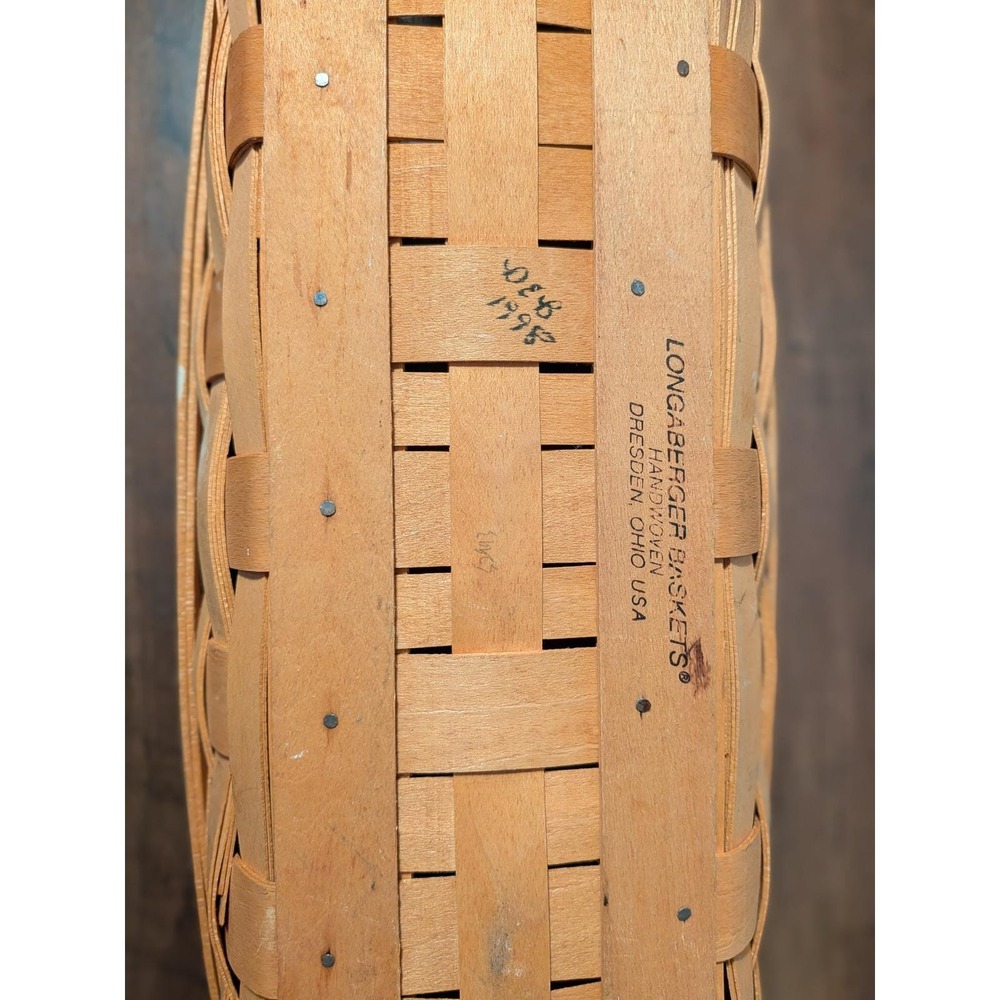 Longaberger Baskets Woven Wood Leather Handles Basket Organizer Storage - Picture 9 of 13